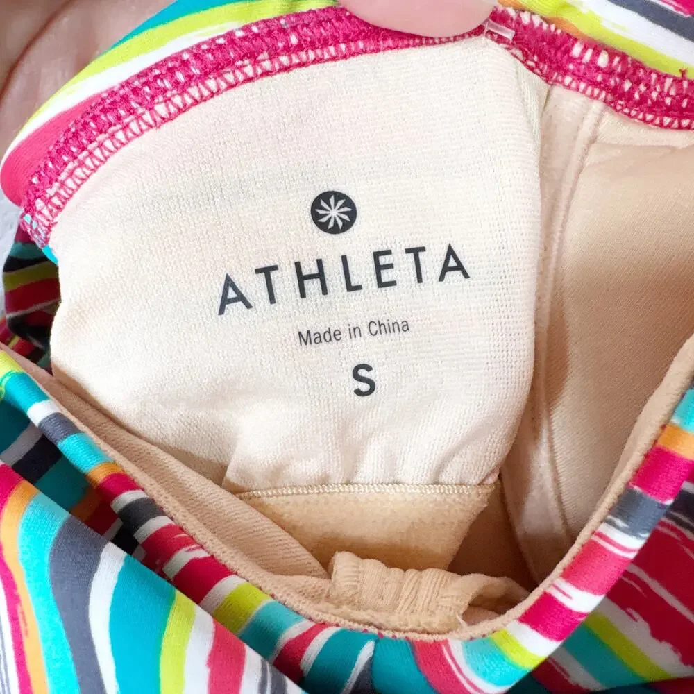Athleta Salina‎ Swim Dress Womens Small Multicolor Stripe Racerback Swimdress